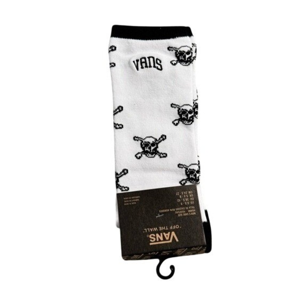 Vans Crew Socks Mens Womens 6.5-9 White Black Skull Skeleton Bone All Over Print
